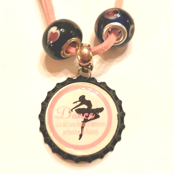 New ballet,dance bottlecap necklace HandmAde one of a kind - Picture 1 of 1